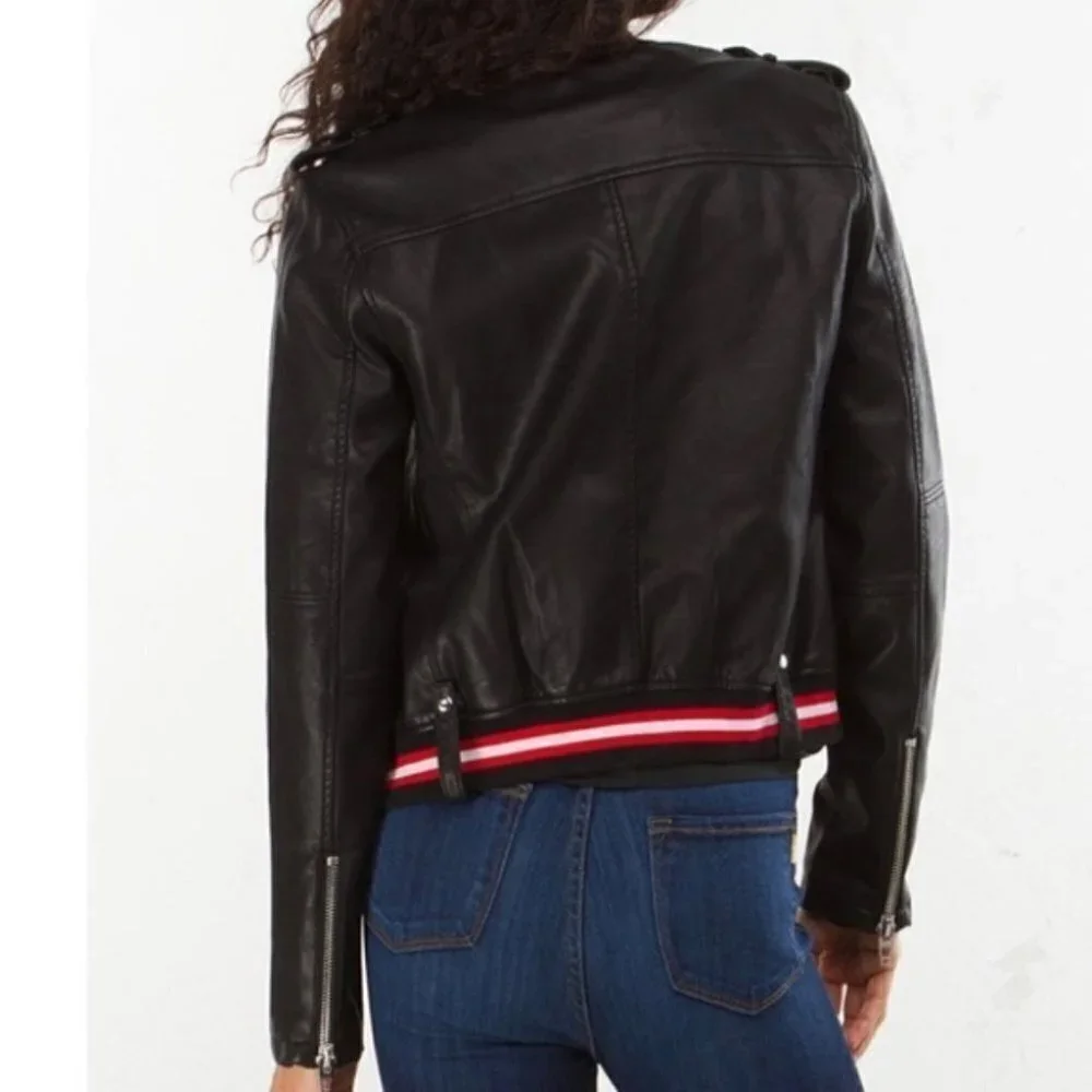 Blank NYC | Vegan Leather Racing Stripe Jacket NWT